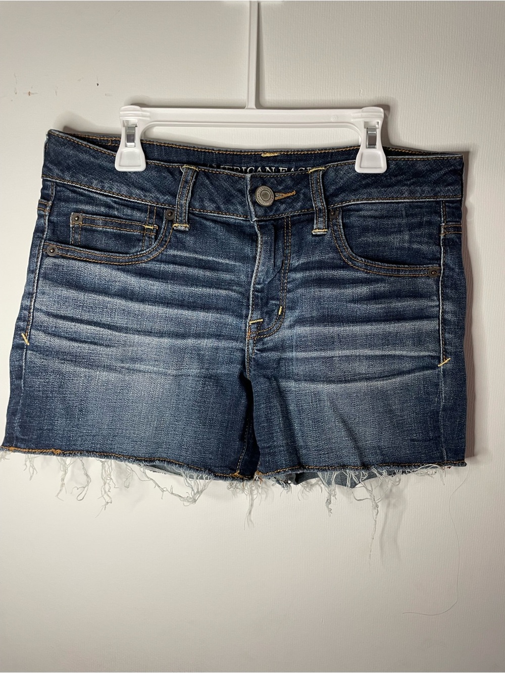 American Eagle Outfitters Dark Blue Distressed Denim Shorts
